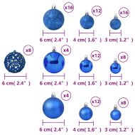 Комплект коледни топки, 100 бр, сини