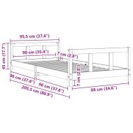 Рамка за детско легло, 90x200 см, масивна чамова дървесина