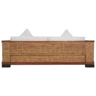 Комплект дивани с възглавници, 2 части, кафяви, естествен ратан