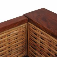 3-местен диван с възглавници, кафяв, естествен ратан