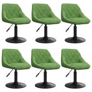 Въртящи се трапезни столове, 6 бр, светлозелени, кадифе