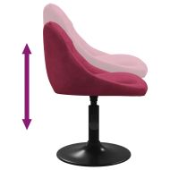 Въртящи се трапезни столове, 6 бр, виненочервени, кадифе