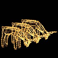 Коледни фигури на елени, 3 бр, топло бяло, 73x31x45 см