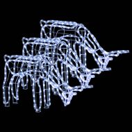 Коледни фигури на елени, 3 бр, студено бяло, 73x31x45 см