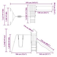 Комбинирано детско съоръжение за игра, импрегниран бор