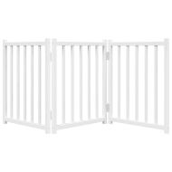 Сгъваема преграда за кучета 3 панела Бяло 150 см чам масив