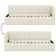 Ъглова рамка за легло с таблото Крем 80 см x 200 см Кадифе