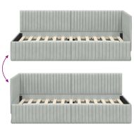 Ъглова рамка за легло Светлосиво 90 см x 190 см Кадифе