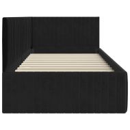 Ъглова рамка за легло с таблото Черно 90 см x 190 см Кадифе