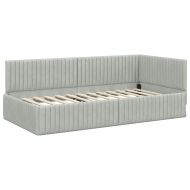 Ъглова рамка за легло Светлосиво 100 см x 200 см Кадифе