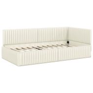 Ъглова рамка за легло с таблото Крем 100 см x 200 см Кадифе