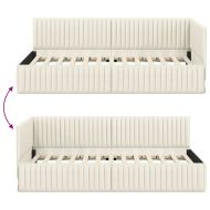 Ъглова рамка за легло с таблото Крем 100 см x 200 см Кадифе