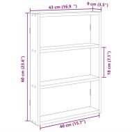 стенна етажерка бяла 43x9x60 cm от конструирана дървесина