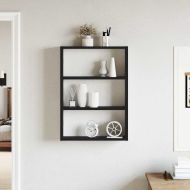 vidaXLS Стенен рафт черен 43x9x60 cm Инженерна дървесина