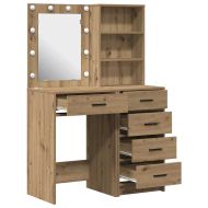 Тоалетка с рафт 2 pcs Кафяво 50 x 41 x 135 см Инженерно дърво