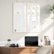 Магнитна бяла дъска Бяло 80 x 1.4 x 80 см Борово дърво масив