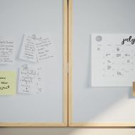 Магнитна бяла дъска Бяло 80 x 1.4 x 80 см Борово дърво масив