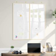 Магнитна бяла дъска Бяло 100 x 1.4 x 100 см Борово дърво масив