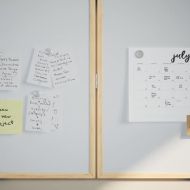 Магнитна бяла дъска Бяло 100 x 1.4 x 100 см Борово дърво масив