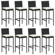 Градински бар комплект с възглавници 9 части черен полиратан