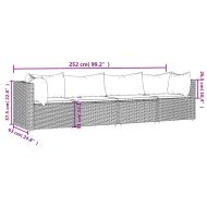 Градински лаундж комплект с възглавници 4 части сив полиратан