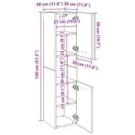Шкаф за баня, кафяв дъб, 30x30x130 см, инженерно дърво