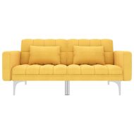 Разтегателен диван, жълт, текстил