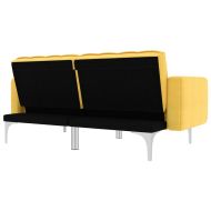 Разтегателен диван, жълт, текстил