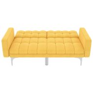 Разтегателен диван, жълт, текстил