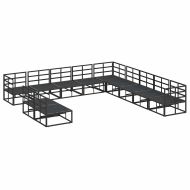 Градински Софа Комплект с възглавница 11 pcs Черен Алуминий