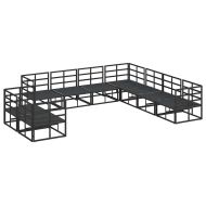 Градински Софа Комплект с възглавница 9 pcs Черно Алуминий