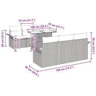Градински Софа Комплект с възглавница 7 pcs Сив полиратан