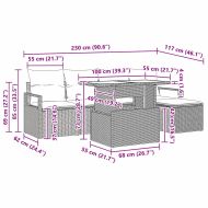 Градински Софа Комплект 6 pcs Черен и кремав полиратан