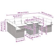 Градински Софа Комплект 10 pcs Черно Полипропилен Ратан