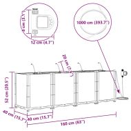 Градински саксии Кафяво 160 x 40 x 52 см Стомана