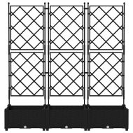 Градинска саксия с решетка 3 pcs Черно 120 x 40 x 125.5 см ПП
