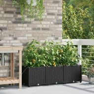 Градински саксии Черно 120 x 40 x 37.5 см Стомана