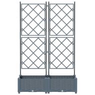 Градинска саксия с решетка 2 pcs Светлосиво 80 x 40 x 125.5 см