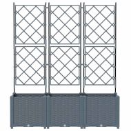 Градинска саксия с решетка 3 pcs Светлосиво 120 x 40 x 143 см