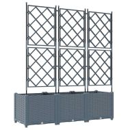 Градинска саксия с решетка 3 pcs Светлосиво 120 x 40 x 143 см