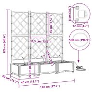 Градински саксии Светлосиво 120 x 40 x 126 см Стомана