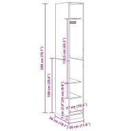 Гардероб, дъб артизан, 30x50x200 см, инженерно дърво