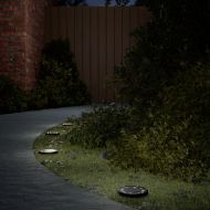 Соларни земни лампи със земни шипове външни 4 бр топло бяло