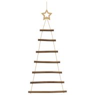 Висящи коледни елхи със звезди на върха, 2 бр., 42x90 см, естествени клони