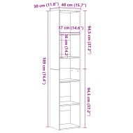 Библиотека, черен дъб, 40x30x189 см, инженерно дърво