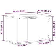Кутия за котешка тоалетна, черен дъб, 60x40x40 см, инженерна дървесина