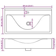 Керамична мивка лукс правоъгълна с отвор за кран бяла 60х46 см