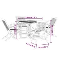 Сгъваем трапезен комплект за открито 5 части тиково дърво масив