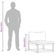 Модулен среден диван тъмносиви възглавници акациево дърво масив