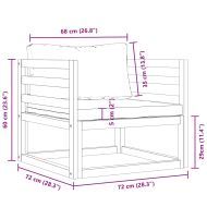 Градински стол с кремави възглавници, акациево дърво масив
